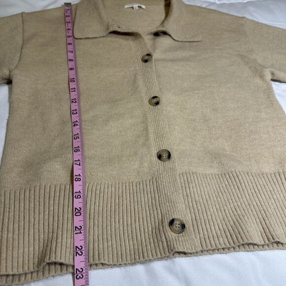 Crochetist Collared Button Up Long Sleeve Sweater Beige Tan Size L - Picture 5 of 8
